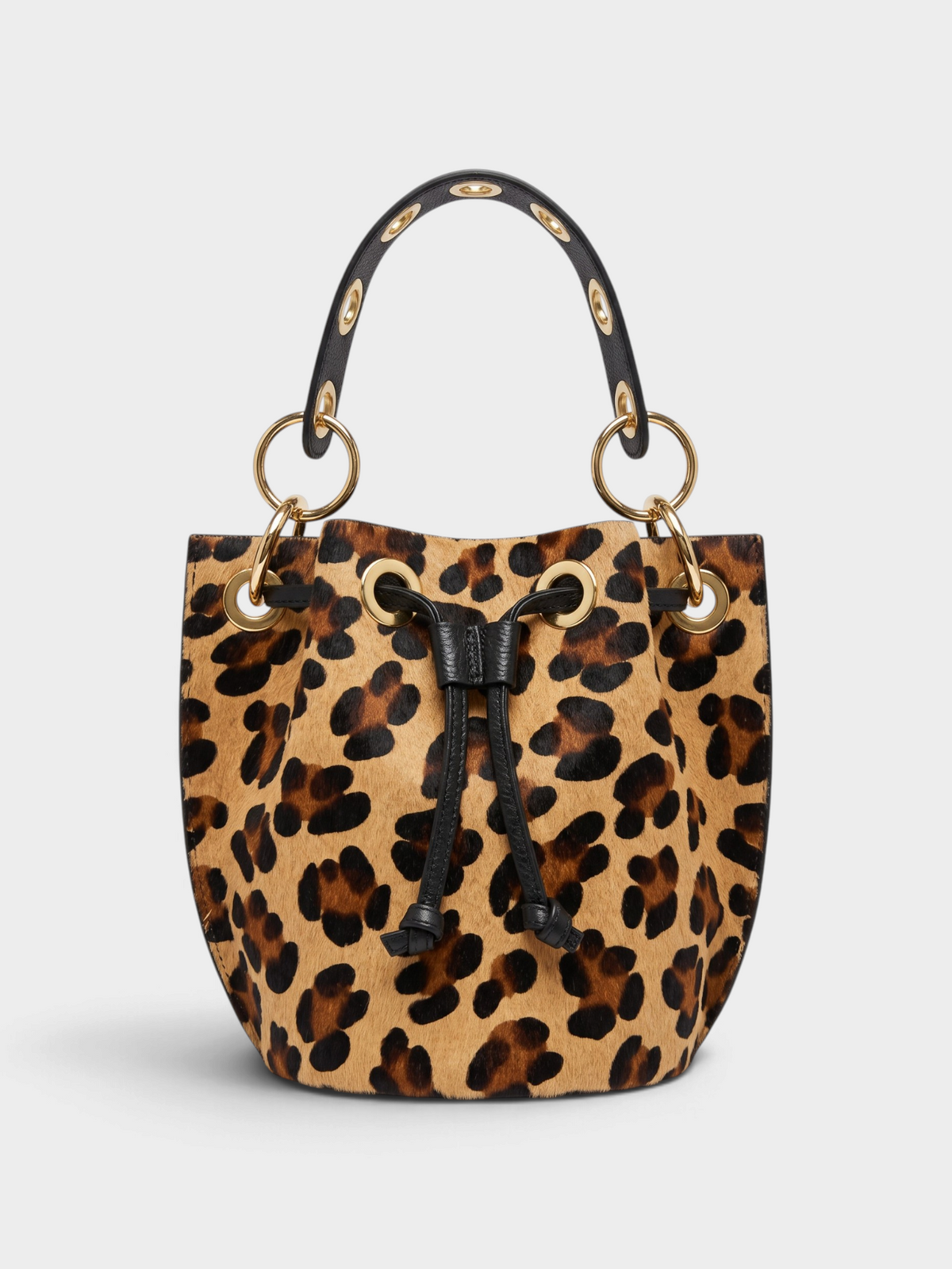 Leopard Genuine Leather & Cowhide Bucket Bag