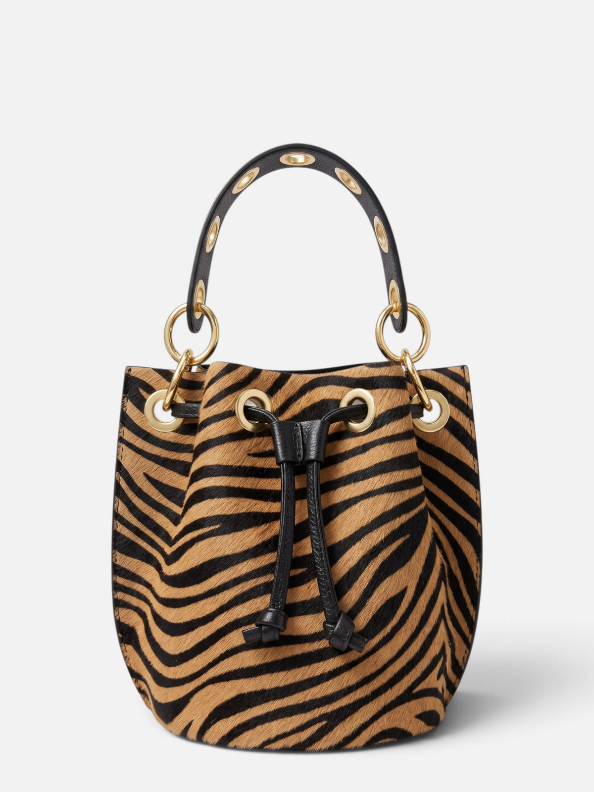Tiger Genuine Leather & Cowhide Bucket Bag