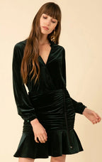 Manon Shirred Velvet Dress by Halebob