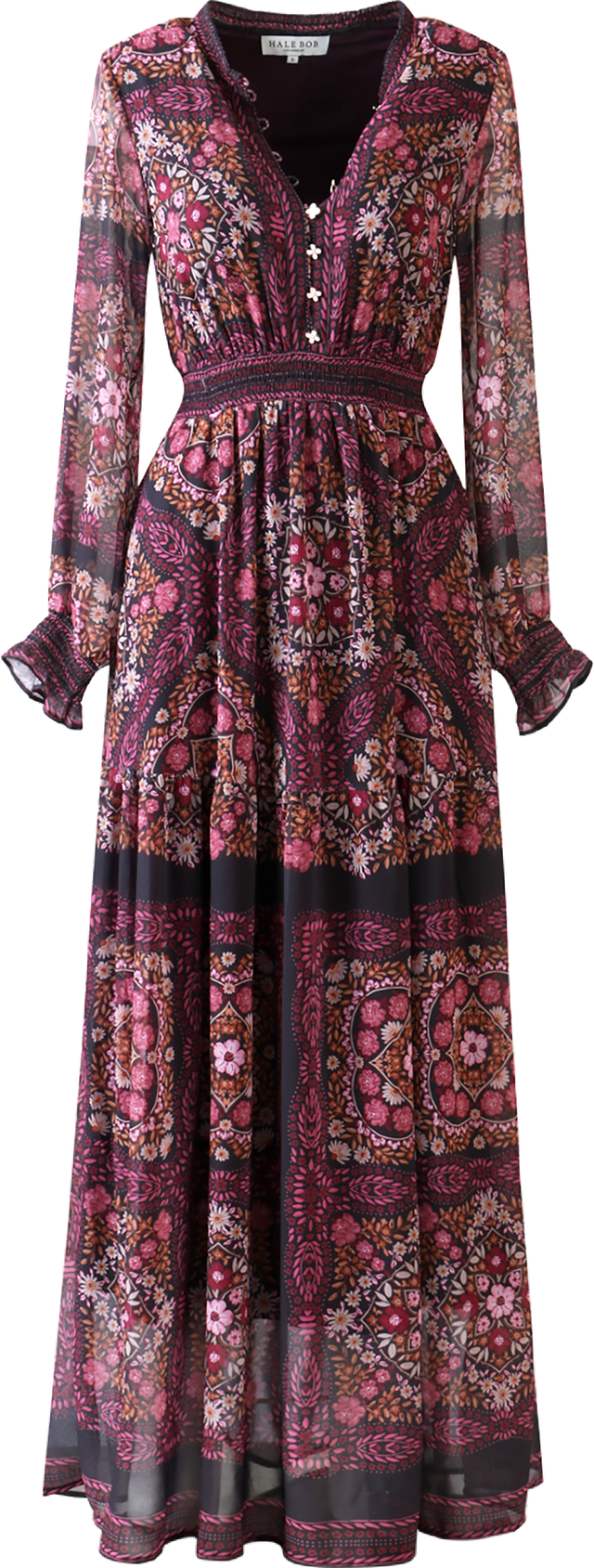 Wine Hale Bob Marisole Maxi Dress Chiffon Jilli Boutique