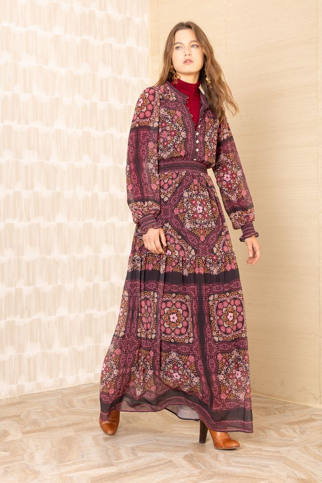 Wine Hale Bob Marisole Maxi Dress Chiffon Jilli 
57EY610A