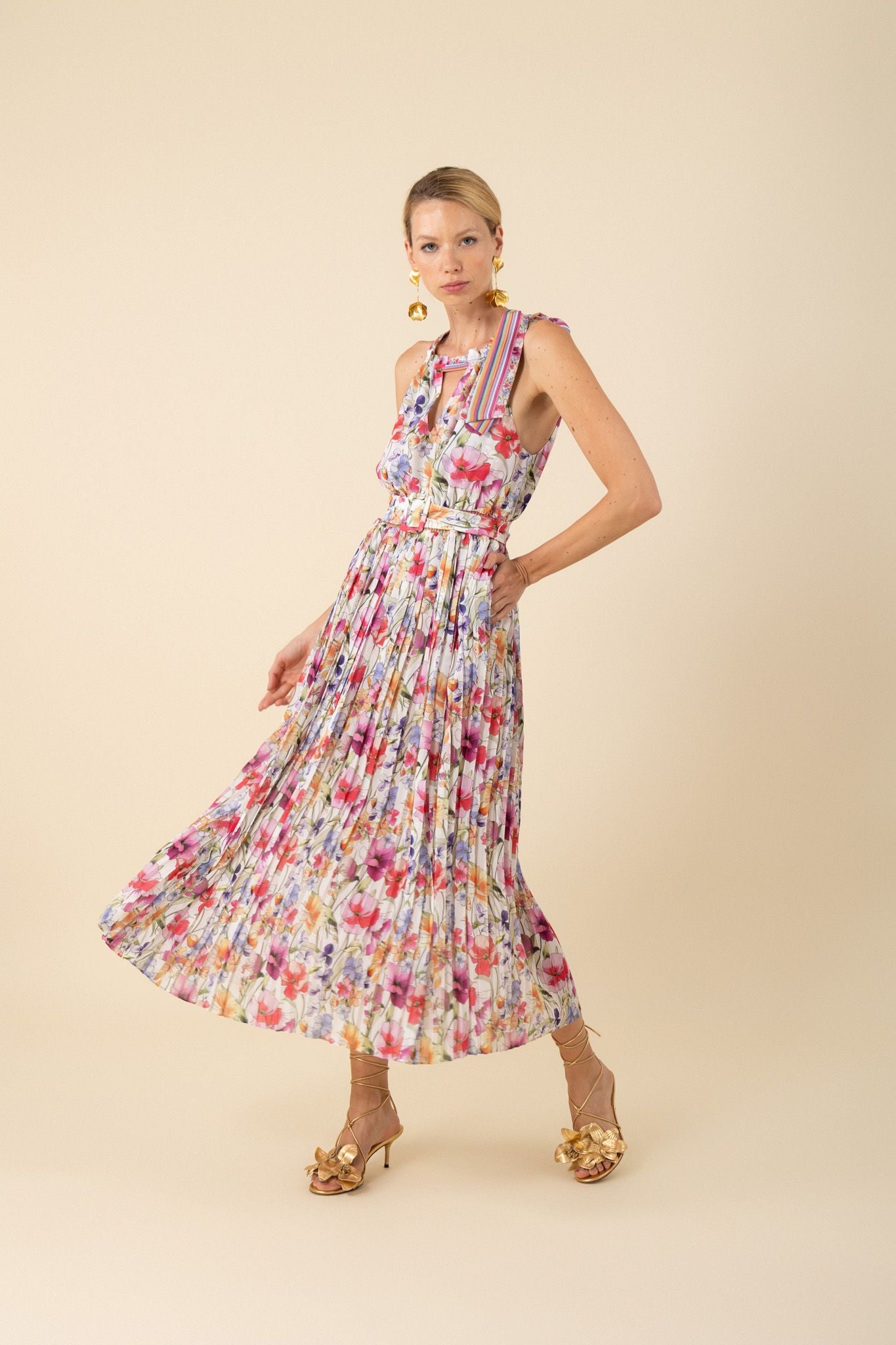 hale bob jilli halter pleated dress