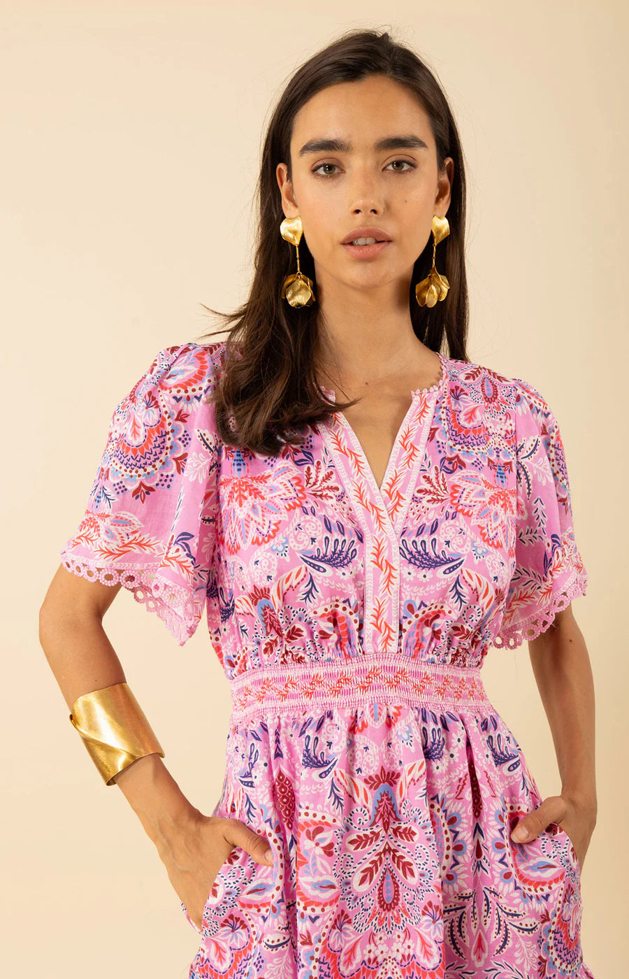 Katelyn Linen Dress Hale Bob Jilli Boutique 53YL662A