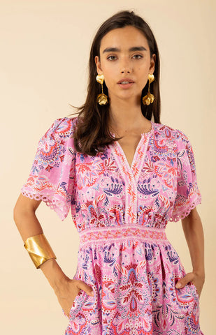 Katelyn Linen Dress by Hale Bob in Pink