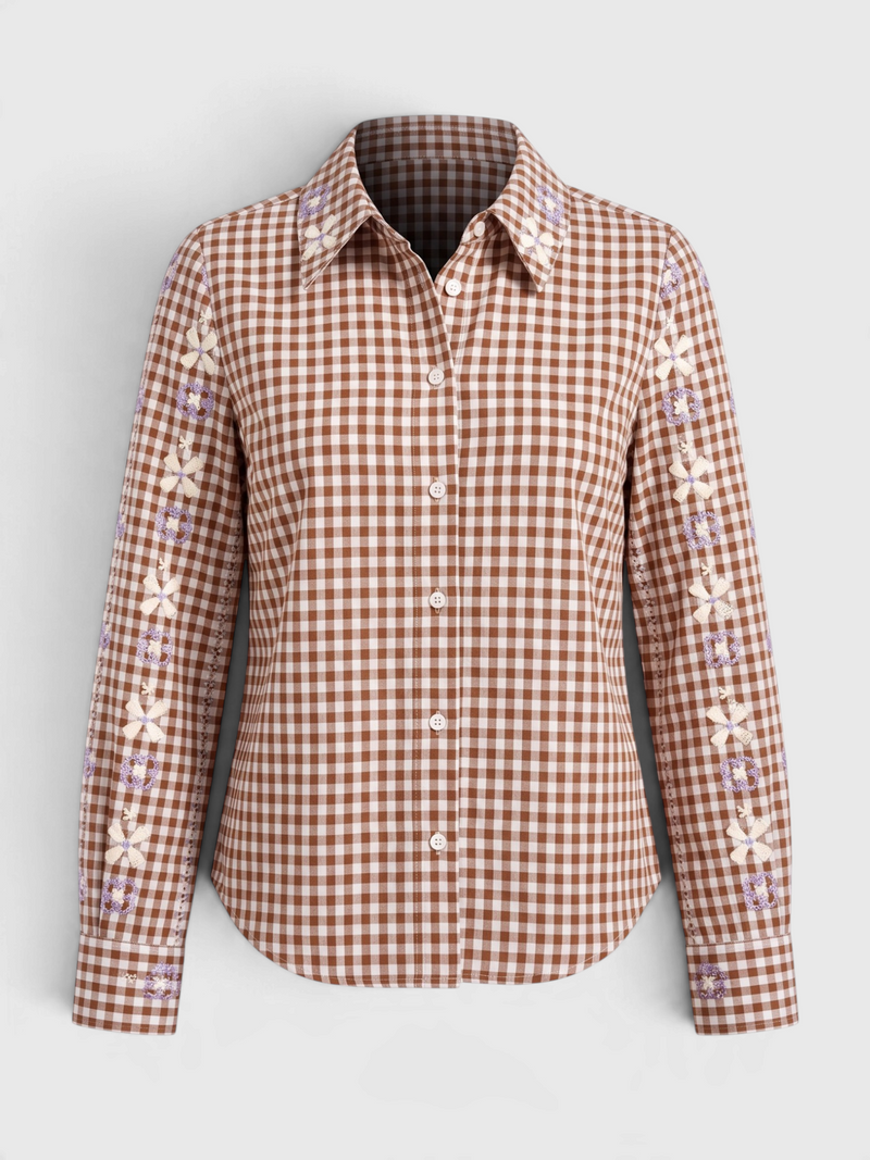 Checked Embroidered Shirt by J Society