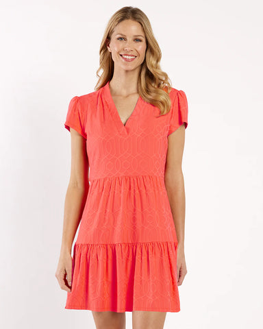 Ginger Dress Jacquard in Coral