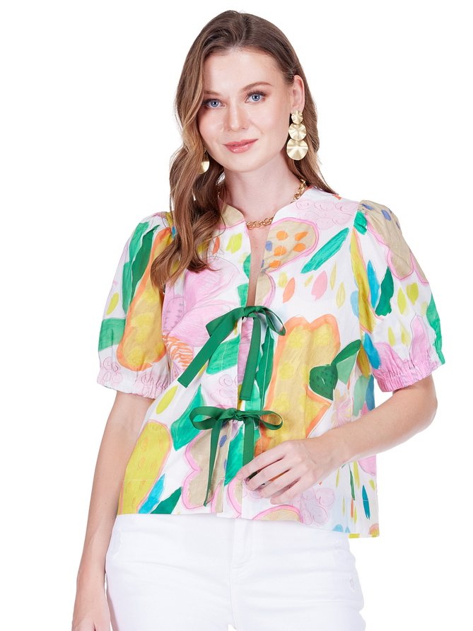 Garden Art Tie Front Top Jilli Boutique Jade by Melody Tam