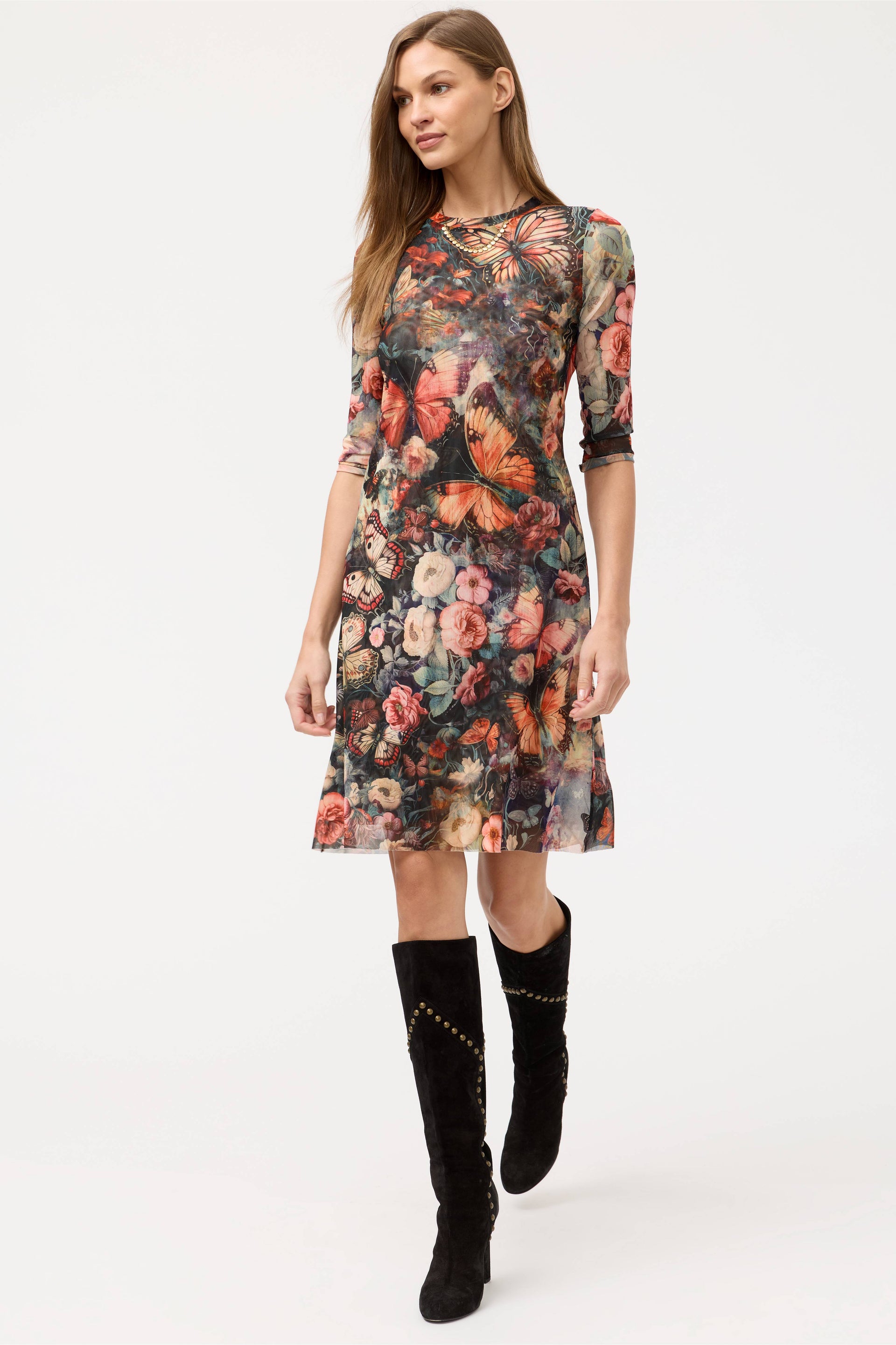 knee length dresses for ladies Darya Mesh Midi Dress