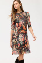 3/4 SLEEVE MESH MIDI DRESS Johnny Was Jilli Boutique