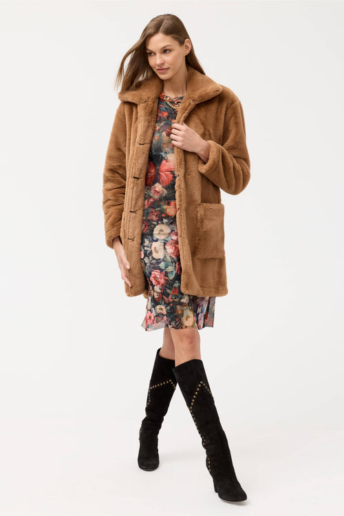 3/4 SLEEVE MESH MIDI DRESS Teyros Scarf Johnny Was Jilli Boutique JWLA