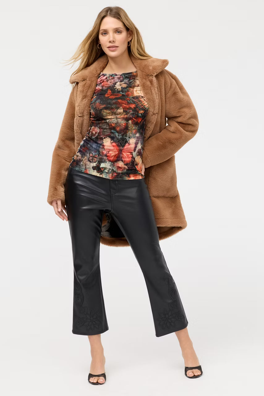 LONG SLEEVE BOAT NECK MESH TEE TOP Johnny Was Jilli Boutique jwla Teyros Scarf holiday