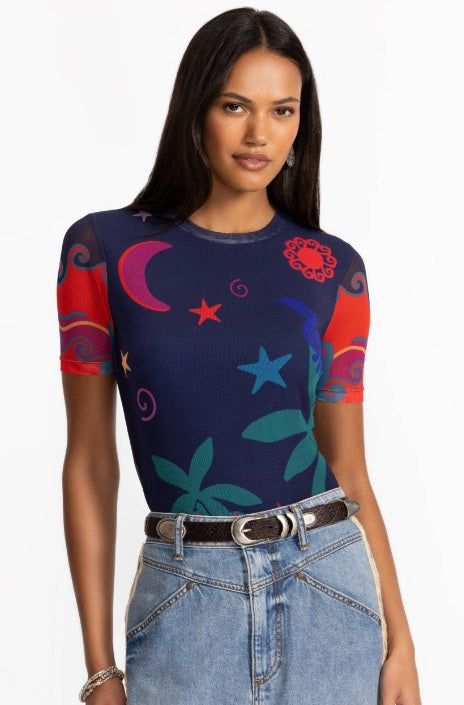 ELEANOR SHORT SLEEVE MESH TEE jilli boutique atlanta SKU: L10123-6:PMA johnny was