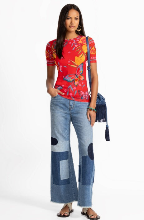 ELEANOR SHORT SLEEVE MESH  L10123-6:EKA Jilli Boutique