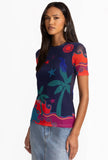 ELEANOR SHORT SLEEVE MESH TEE Jilli Boutique  L10123-6:PMA johnny was