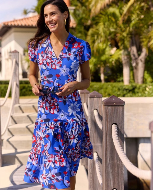 Libby Dress Jude Connally in Twirling Peacock Cobalt – Jilli Boutique