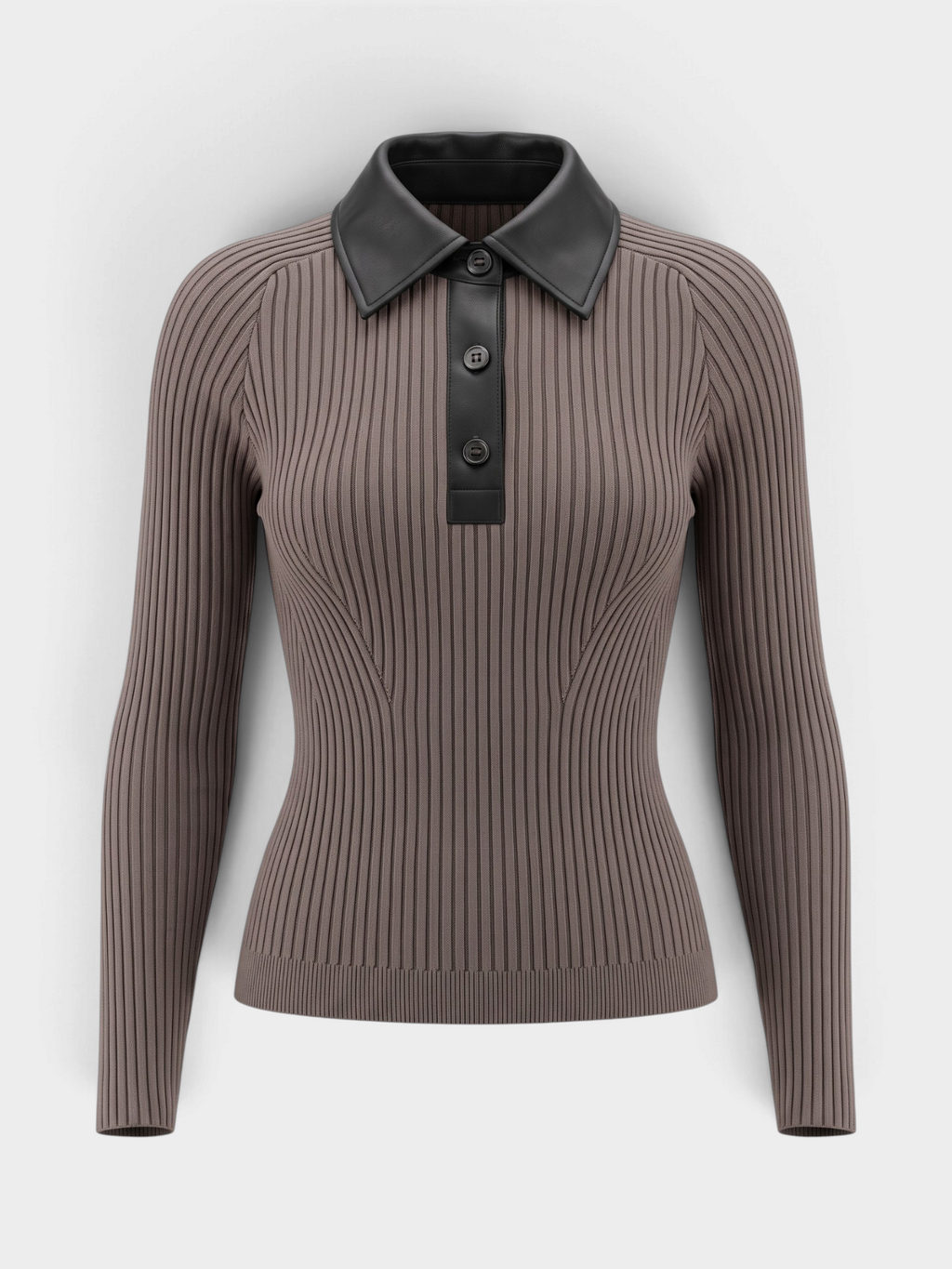 Kara Vegan Collar Turnlock Polo in Charcoal