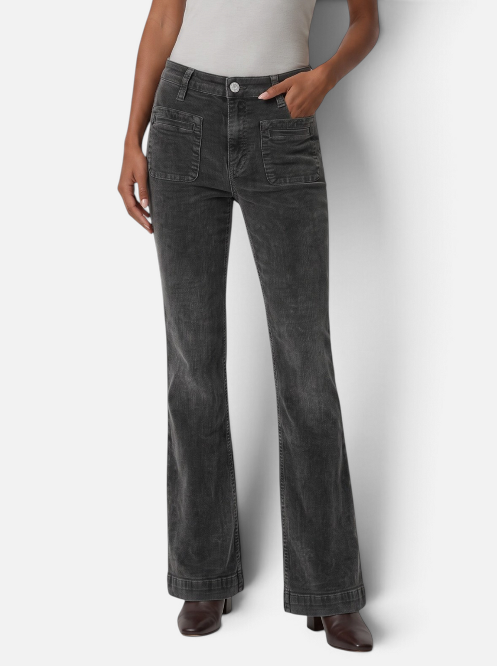 Ana High Rise Flare Charcoal