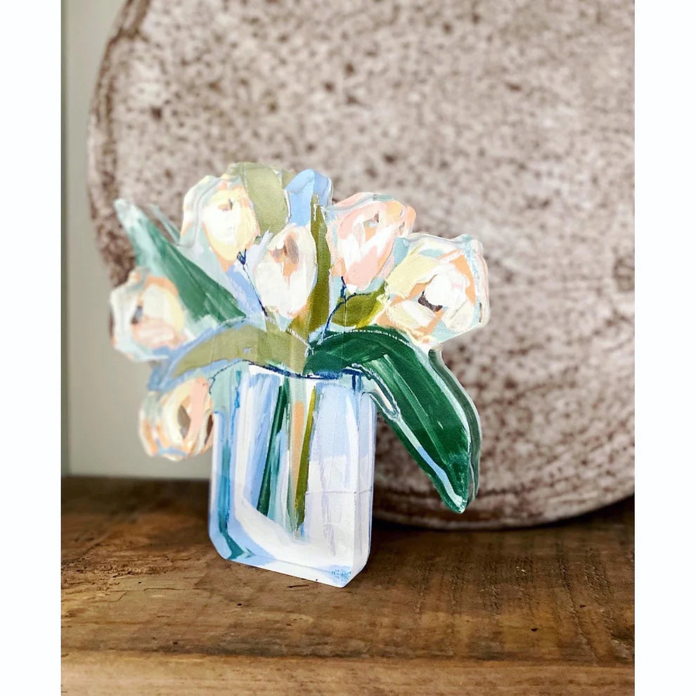 WHITE TULIPS ACRYLIC BLOOM BLOCK Jilli Lauren Dunn
