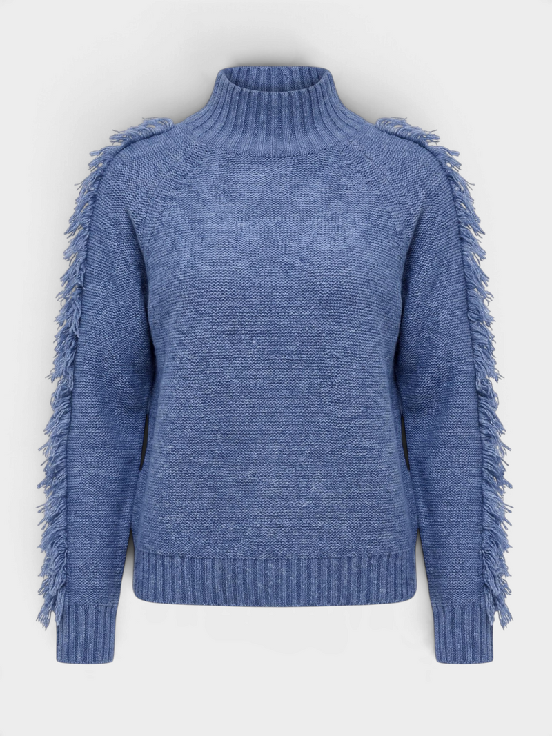 Steel Blue Fringe Benefits Sweater by Lisa Todd, Jilli Boutique