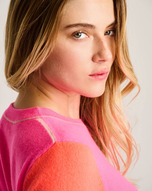 lisa todd block talk neon pink jilli boutique cashmere sweater Neon Pink Combo sandy springs
