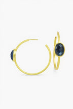 Tanzanite Gold Plated Hoop Earring - midnight blue