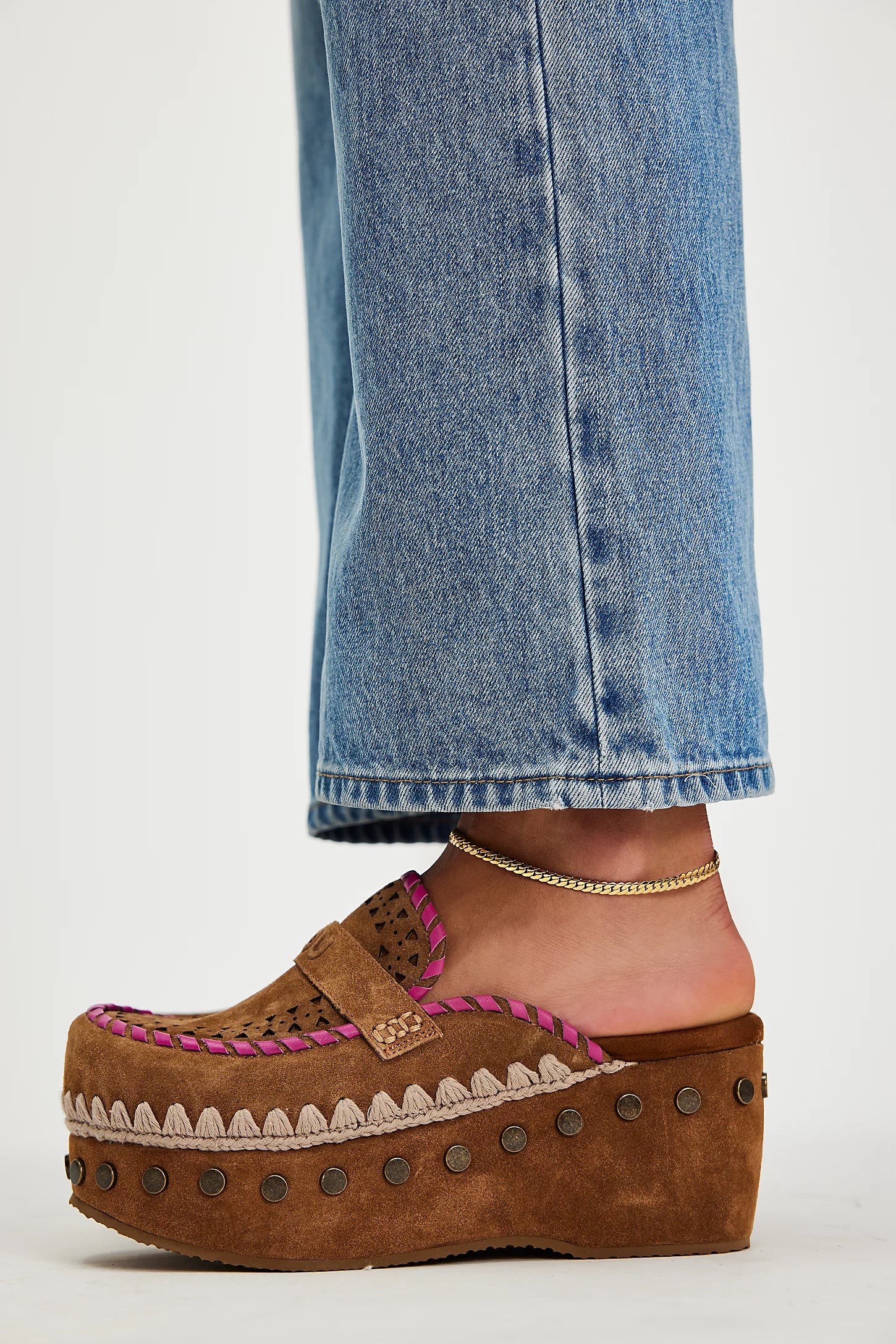 Mou Clog Leather Overstitch