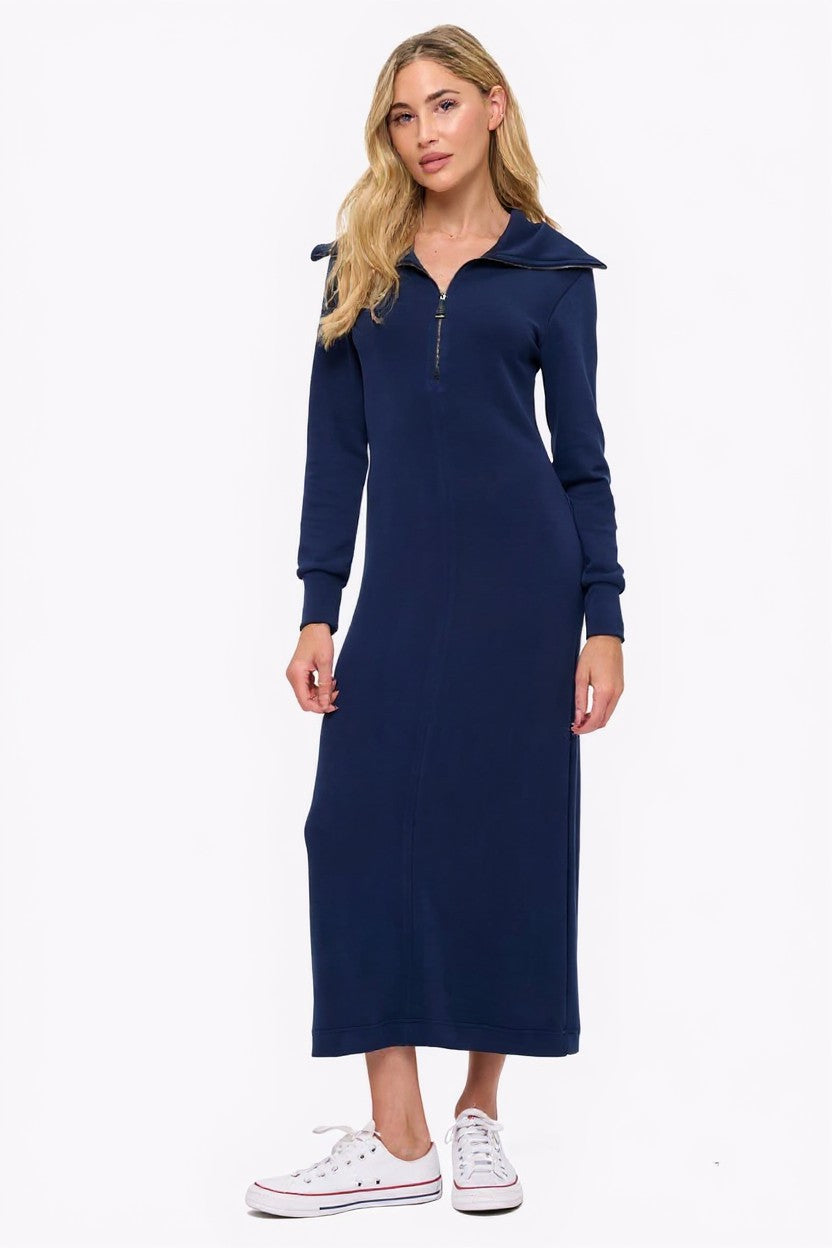 Varley Jilli Boutique Navy Midi Dress Zipper Ariella