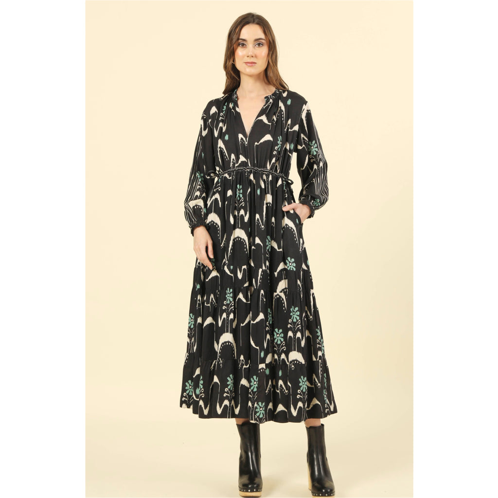 misha midi dress in samira smokestack jili boutique omika sale