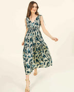Rosalita Midi Dress in Santari Peacock by Omika Jilli Boutique Sale