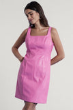 Pamela Vegan Leather Dress by Tyler Boe in Cheeky Pink