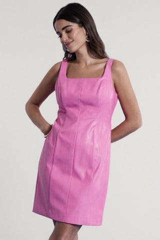 Pamela Vegan Leather Dress by Tyler Boe in Cheeky Pink