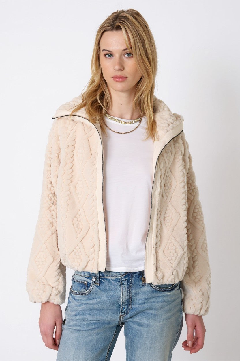 Plush Faux Sherpa Jacket - plush ivory