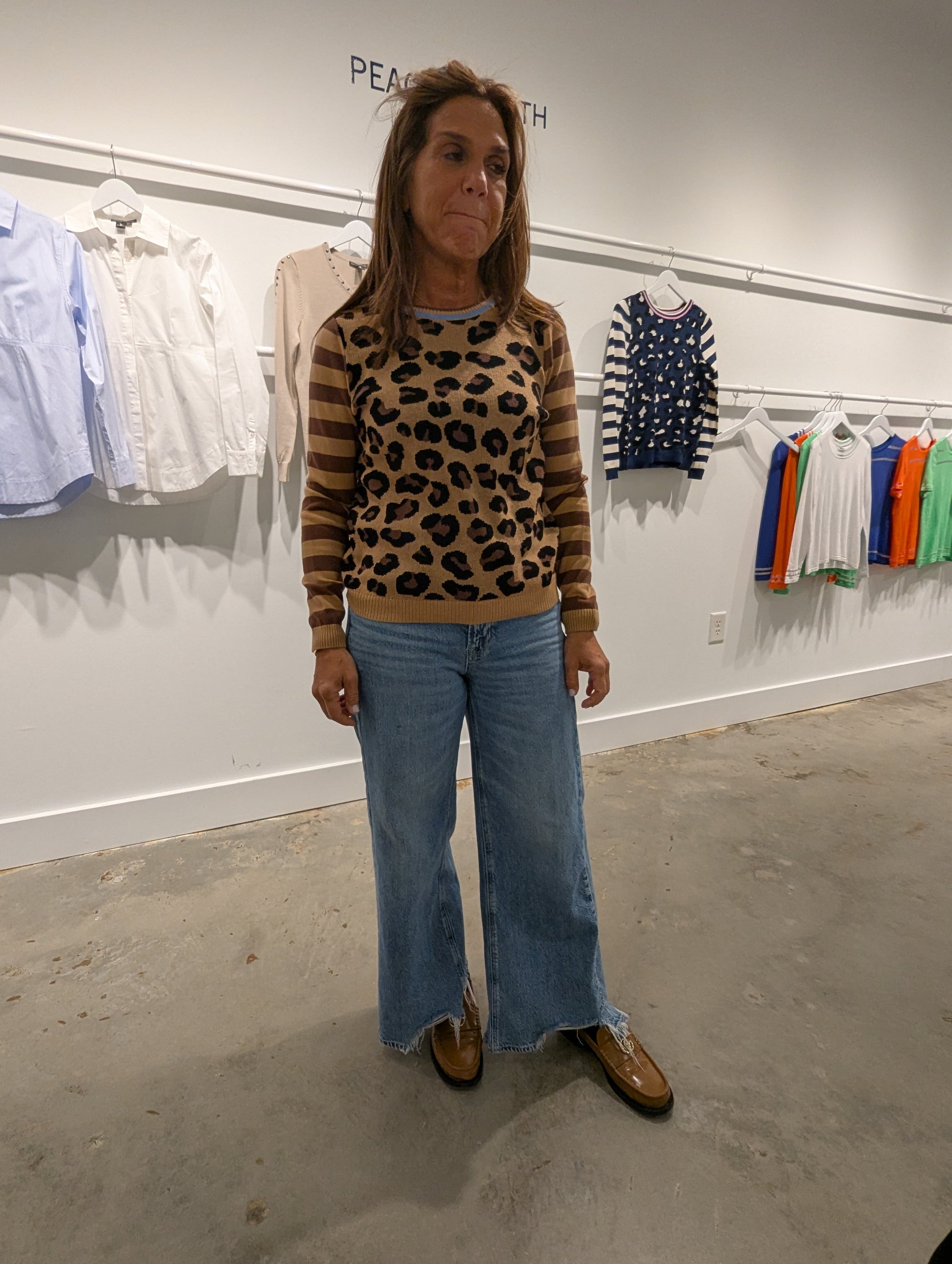 Cheetah in the Wild Crewneck Sweater in Camel