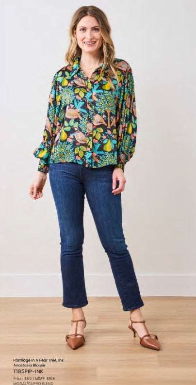 Anastasia Blouse Print Fresh Jilli Boutique Ink