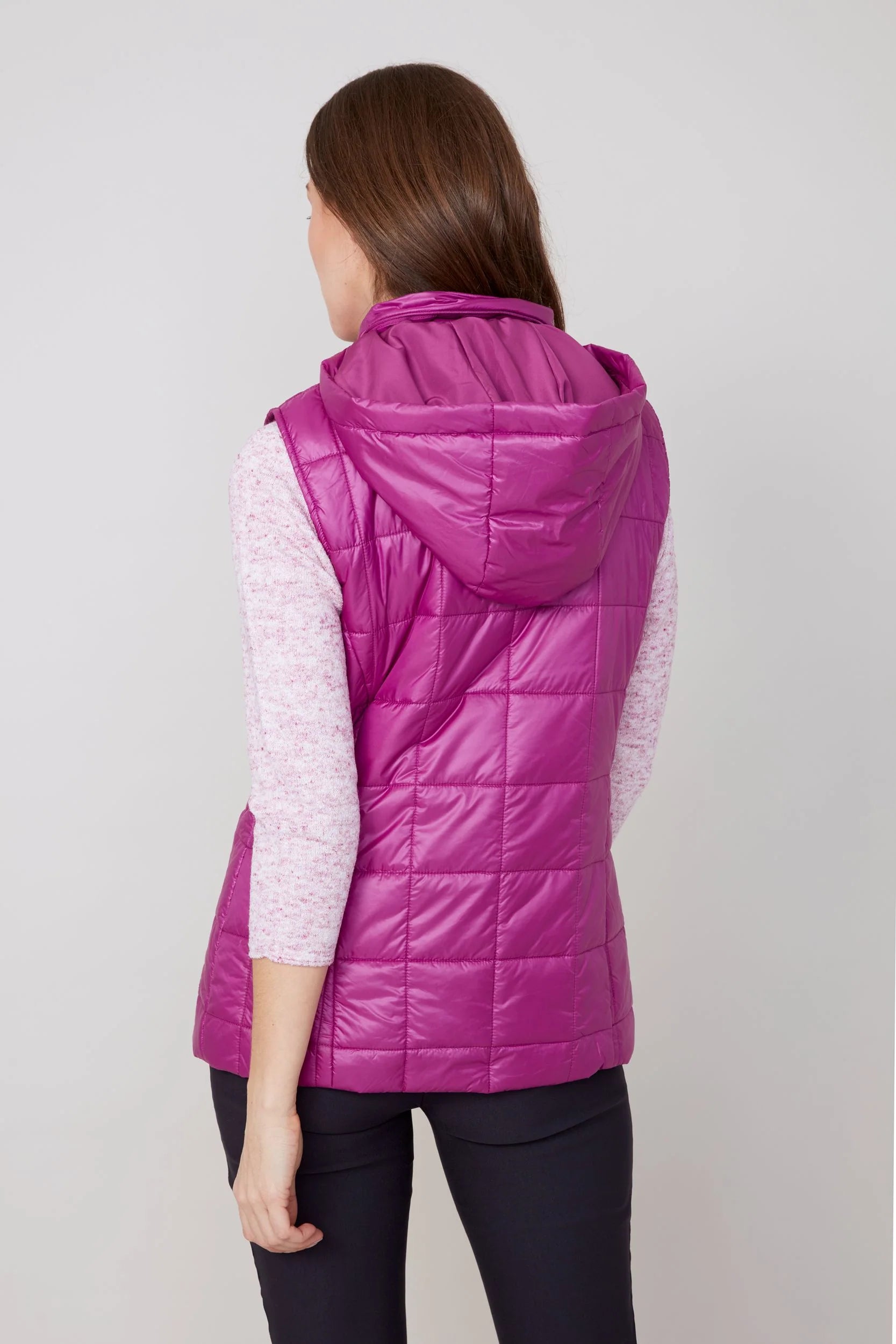 R3907L-E3034 Renuar Luxe Quilted Hooded Vest Jilli Boutique