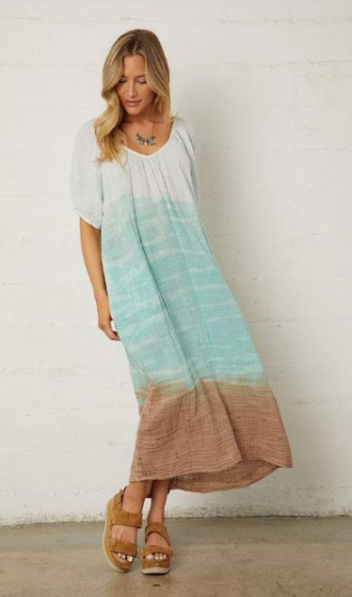 River and Sky Maxi Gauze Dress Jilli Boutique