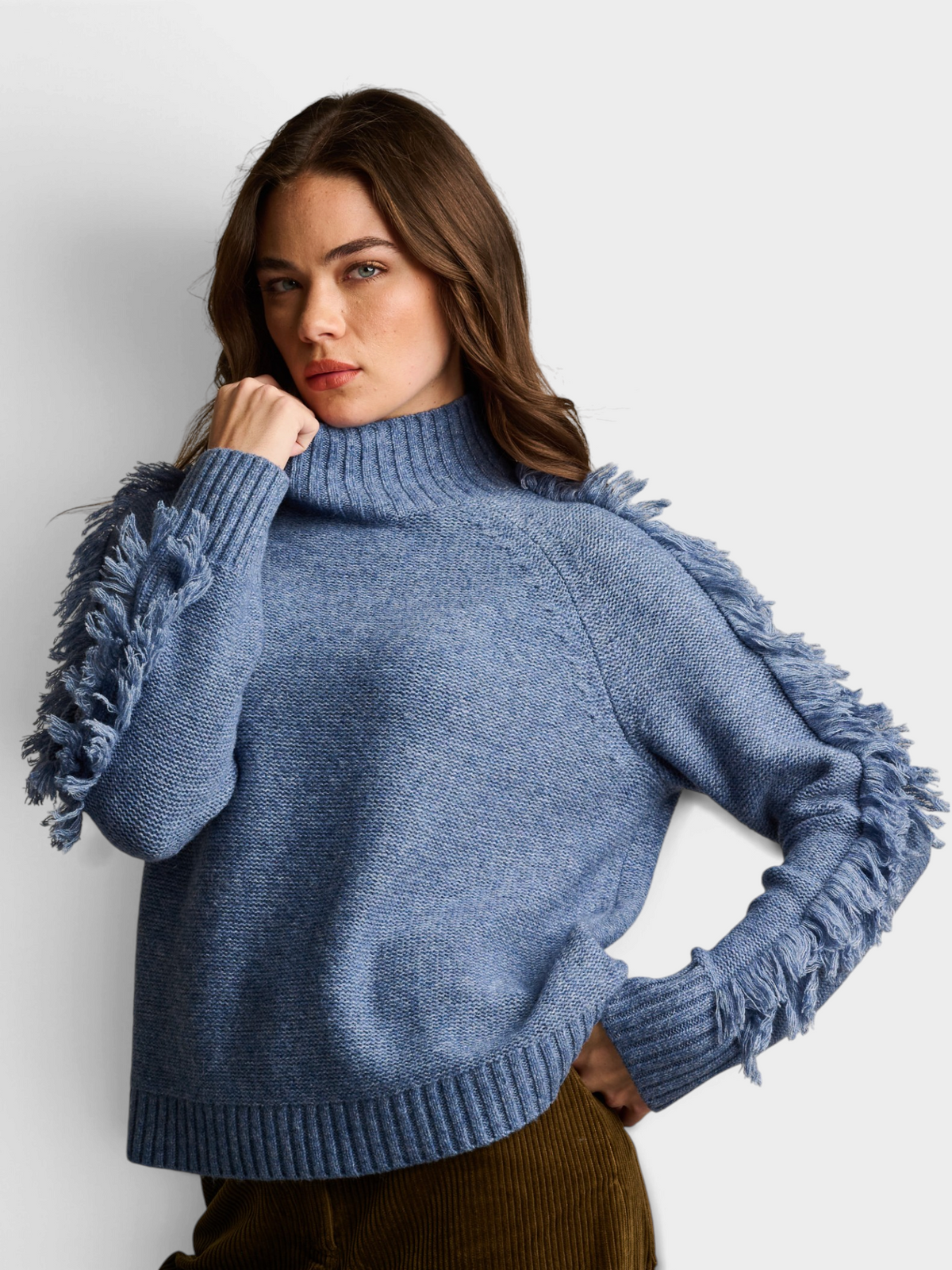 Lisa Todd Fringe Benefits Sweater in Steel Blue, Jilli Boutique