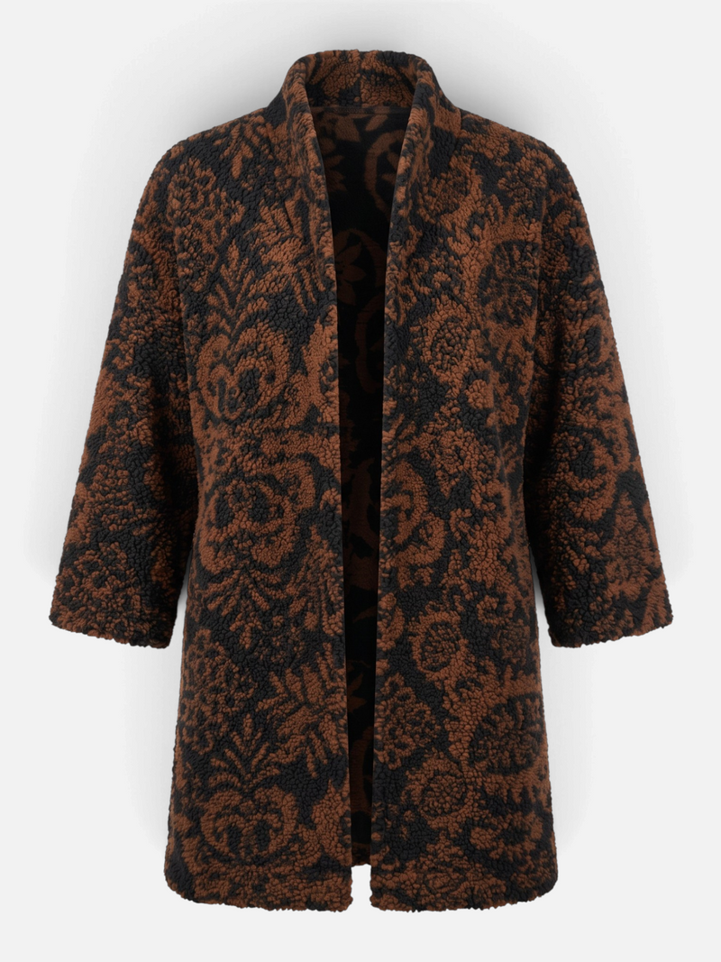 Tapestry Sherpa Coat Brown by Ivy Jane