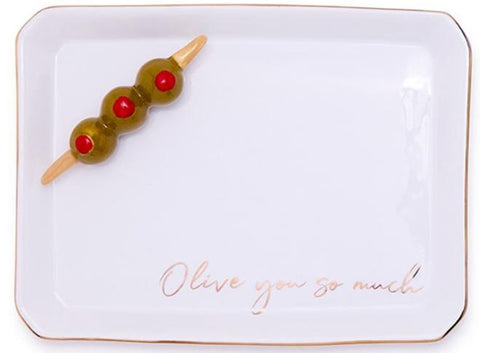 Porcelain Olive Trinket / Desk Tray