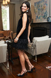 Victoria Velvet Feather Dress tyler boe jilli boutique atlanta