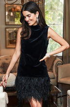 Victoria Velvet Feather Dress tyler boe jilli boutique