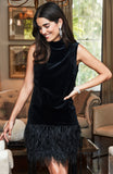 Victoria Velvet Feather Dress tyler boe jilli boutique