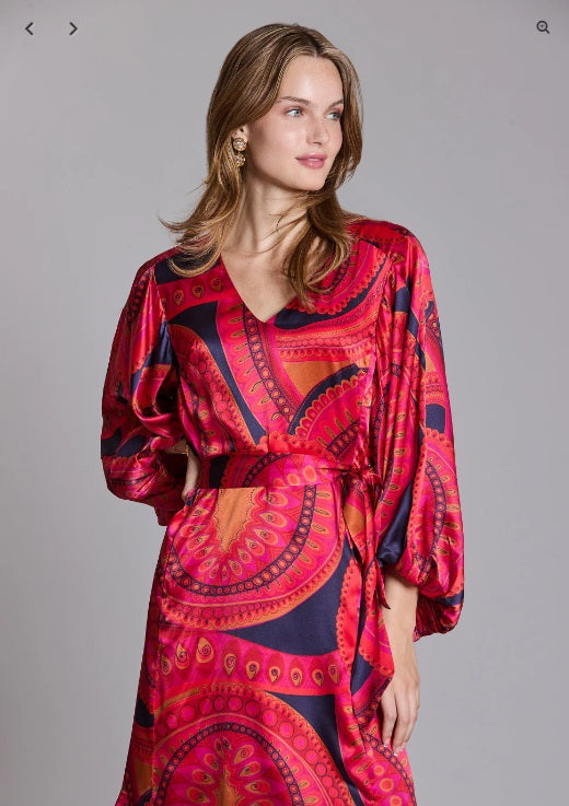 Val Paisley Charmeuse Dress jilli boutique