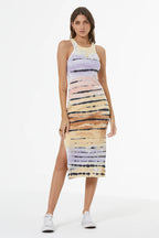 Iggy Rib Midi Dress Dusty Iris Calico Wash jilli boutique