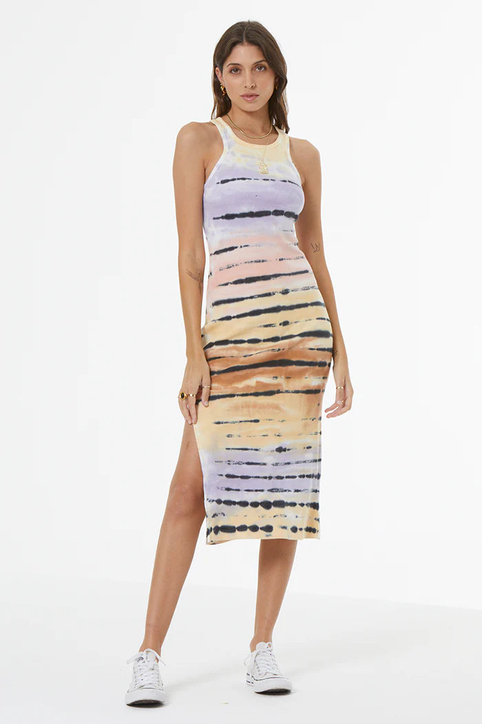 Iggy Rib Midi Dress Dusty Iris Calico Wash jilli boutique