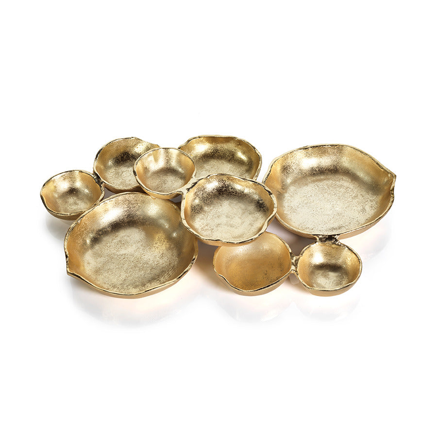 Cluster of Nine Round Gold Serving Bowls zodax jilli boutique