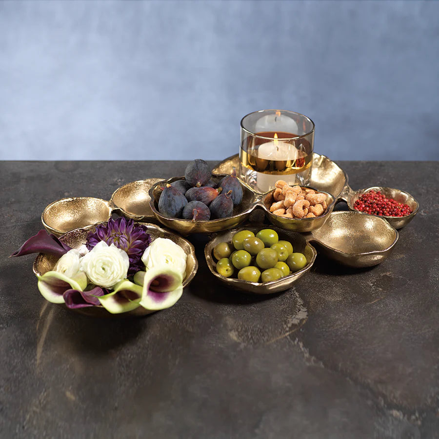 Cluster of Nine Round Gold Serving Bowls jilli zodax