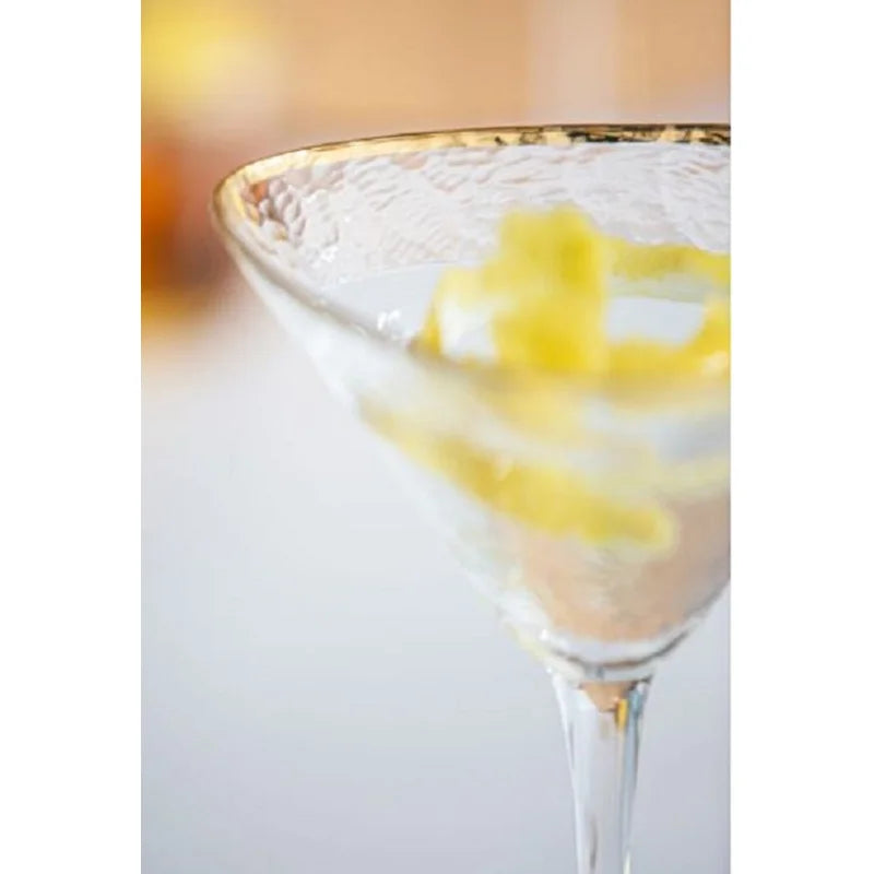 Gold Rim Triangular Martini Glass zodax jilli