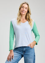 Zacket and Plover Jilli Boutique Varied Striped Sweater V-neck