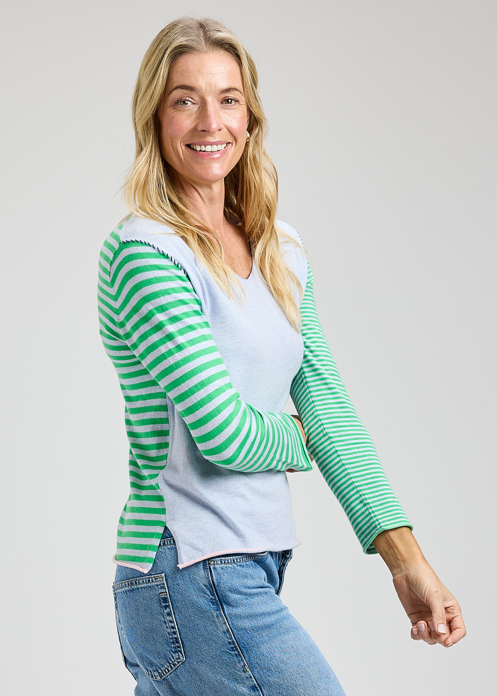 Zacket and Plover Jilli Boutique Varied Striped Sweater Sky